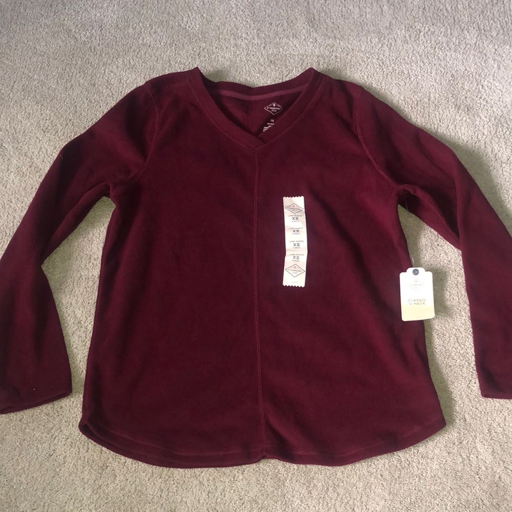St. John’s Bay Long v-‎ Neck Fleece Sweatshirt Women’s XS New